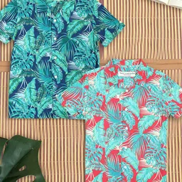 The Lion and The Fish Boys Selection Of 2 Tropical Printed Shirts-picture-3