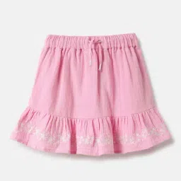 United Colors Of Benetton Girls Pink Cotton Regular Fit Embroidered Skirt-picture-37