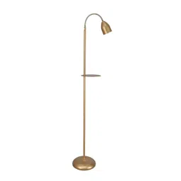 Sanded Edge Solid Wood & Fabric Gold Adjustable Arc Focus Spot Light Floor Lamp-85