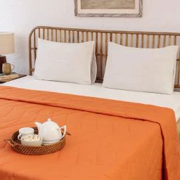 House This Karanji Orange Cotton 300 TC Double Bedcover-picture-14