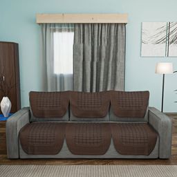 Aura Brown 6 Pieces Cotton Sofa Covers-image-58