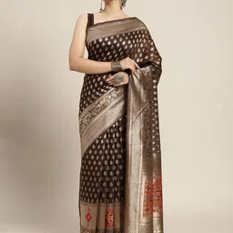 Mitera Paisley Zari Silk Cotton Banarasi Saree-picture-19