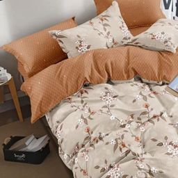 Myntra Elegant Homes Beige & Cream-Coloured Floral 350 TC King Bedsheet with 2 Pillow Covers-25