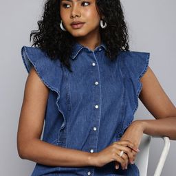 Levis Pure Cotton Shirt Style Mini Dress-image-74