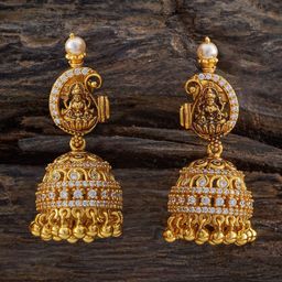 Kushal's Fashion Jewellery 92.5 Pure Silver Gold-Plated Dome Shaped Jhumkas Earrings image 1