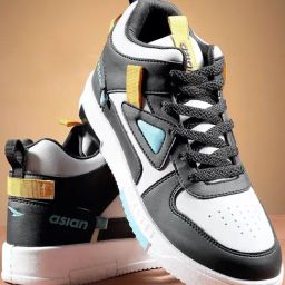 Asian Men's Grey & Black Casual Sneakers-image-10
