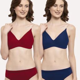 AROUSY Red & Blue Cotton Bra Panty Set - Pack Of 2-picture-10