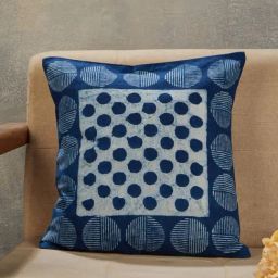 Fabindia Roshan Blue Cotton Printed Cushion Cover-image-40