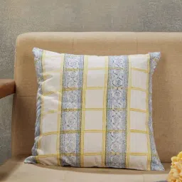 Fabindia Cabana Blue Cotton Printed Cushion Cover-picture-38