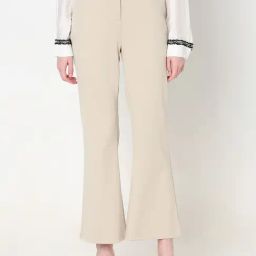 Vero Moda Beige High Rise Bootcut Pants-image-4