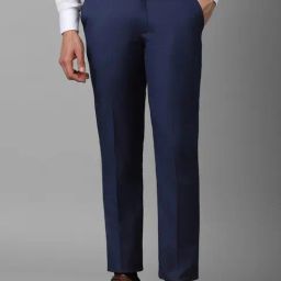Louis Philippe Navy Slim Fit Trousers-image-76