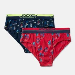 Jockey Boys Multi Cotton Printed Briefs - Pack of 2-16