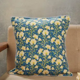 Fabindia Cabana Blue Cotton Printed Cushion Cover-picture-35