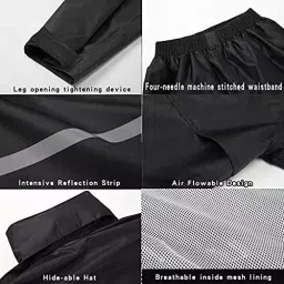 Allextreme Raincoat Top and Bottom Set Black Color Polyester Size L with Face Shield for Men, EXMK002-03L image 4