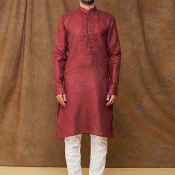 Samyukta Singhania Men Yoke Design Regular Kurta with Trousers-image-46