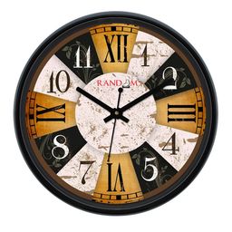 RANDOM White & Mustard Yellow Round Printed Analogue Wall Clock image 2
