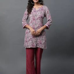 Aurelia Purple Printed A Line Kurti-picture-37