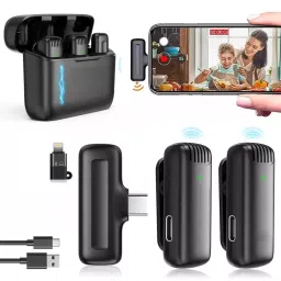 LEKATO Wireless Lapel Microphone System Omni-directional Battery Powered 70 dB with Charging Case, J-13 image 2