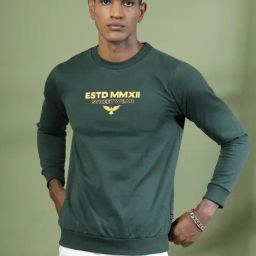 Rigo Bottle Green Cotton Regular Fit Printed Sweatshirt-picture-18