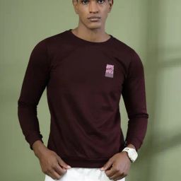Rigo Wine Cotton Loose Fit Printed Sweatshirt-image-1