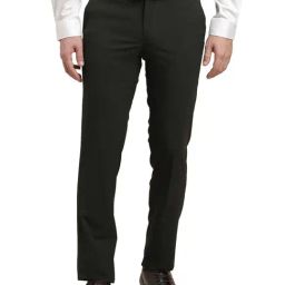 Turtle Dark Green Slim Fit Chequered Trousers-image-78