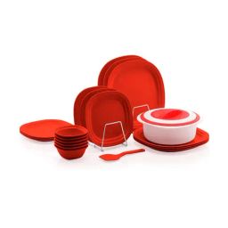 Varmora Polypropylene Maroon Plastic Dinner Set - 21 Pcs-image-43