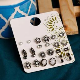 Jewelz Alloy Gold Stud Earrings Pairs of 12-22