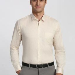 Peter England Beige Cotton Regular Fit Printed Shirt-image-26