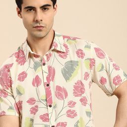 Anouk Men Floral Printed Spread Collar Short Sleeves Casual Shirt-image-43