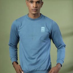 Rigo Light Blue Cotton Loose Fit Printed Sweatshirt-23