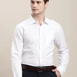 Turtle Spread Collar Classic Dobby Cotton Formal Shirt-image-56
