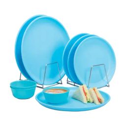 Varmora Polypropylene Blue Plastic Dinner Set - 9 Pcs-picture-28
