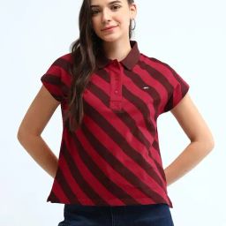U.S. Polo Assn. Womens Multi-Colour Cotton Blend Regular Fit Striped T Shirt-picture-32