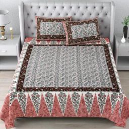 Living Roots Floral Maroon 300 TC Cotton Bedsheet with 2 Pillow Covers-image-62