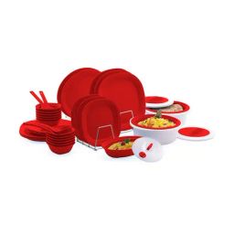 Varmora Polypropylene Maroon Plastic Dinner Set - 36 Pieces-image-29