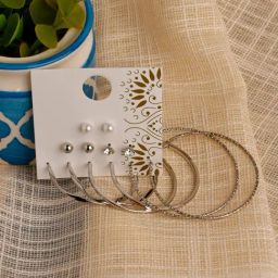 Jewelz Stylish Silver Stud Earrings Pairs of 6-image-97