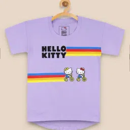 Kidsville Purple Kitty Print T-Shirt-image-78