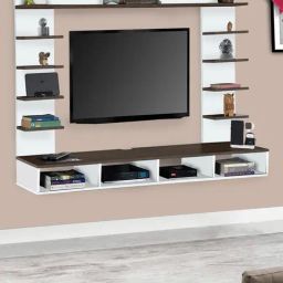 Delite Kom Flex White & Flowery Wenge Engineered Wood TV Entertainment Unit-image-8