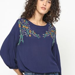 Gipsy Women Navy Blue Printed Blouson Top-picture-34