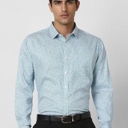 V Dot Men Slim Fit Spread Collar Geometric Printed Cotton Casual Shirt-image-67