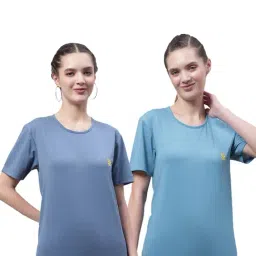 Vimal Jonney Sky Blue Cotton Logo T-Shirt - Pack Of 2-43