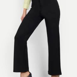 Broadstar Black Relaxed Fit High Rise Trousers-image-79