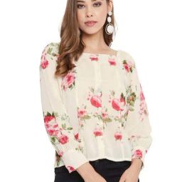 PURYS Off-White Printed Top-picture-22
