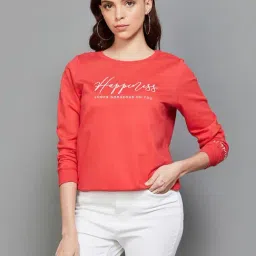 Fame Forever by Lifestyle Red Cotton Printed Sweatshirt-image-63