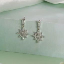 Aatmana Silver Statement Rhodium-Plated & Crystals Studded Floral Drop Earring-37