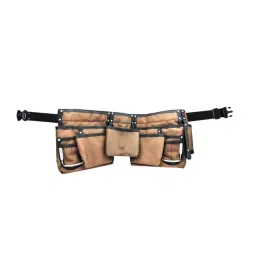 A.D INTERNATIONAL Tool Bag Denier Leather Dark Brown Color with Multiple Side Pockets, Quick Release Buckle Double Sided Design, VC-JODX-V2N2-43