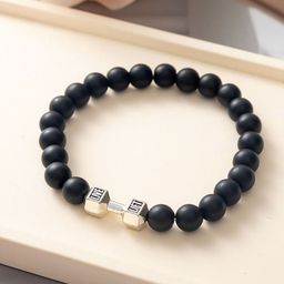 SALTY Pack of 2 Men Strength Beaded Stone Band - Silver-image-77