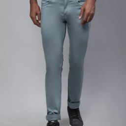 Cantabil Aqua Blue Cotton Regular Fit Jeans-image-80