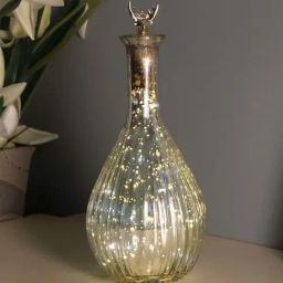 Homesake Silver Glass Mercury Ovoid Bottle Star String Lights White Deer Lid-47