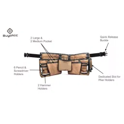 A.D INTERNATIONAL Tool Bag Denier Leather Dark Brown Color with Multiple Side Pockets, Quick Release Buckle Double Sided Design, VC-JODX-V2N2 image 3
